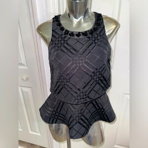 Express Tiered Peplum Top With Embellished Neck XS fits like Xs small